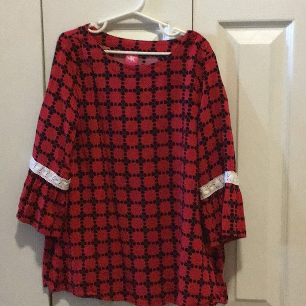 Red and black rayon dress